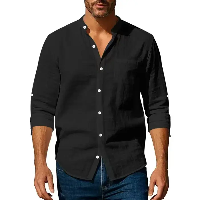 Chemise en coton et lin pour homme
