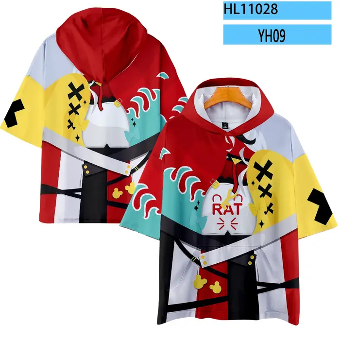 VTuber-T-shirt à capuche Hakos Baelz pour hommes et femmes, T-shirt à manches courtes Anime, Streetw