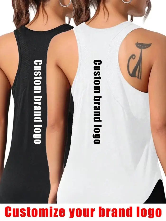 Débardeurs Personnalisables pour Femmes – Logo DIY – Été – Basiques – Séchage Rapide – Gilet de Sport Décontracté – Respirant – Doux – Sans Manches – Tenue de Gym et d'Extérieur