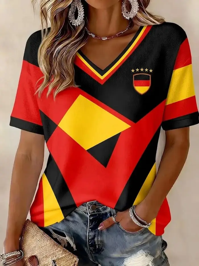 T-shirt de football allemand à col en V
