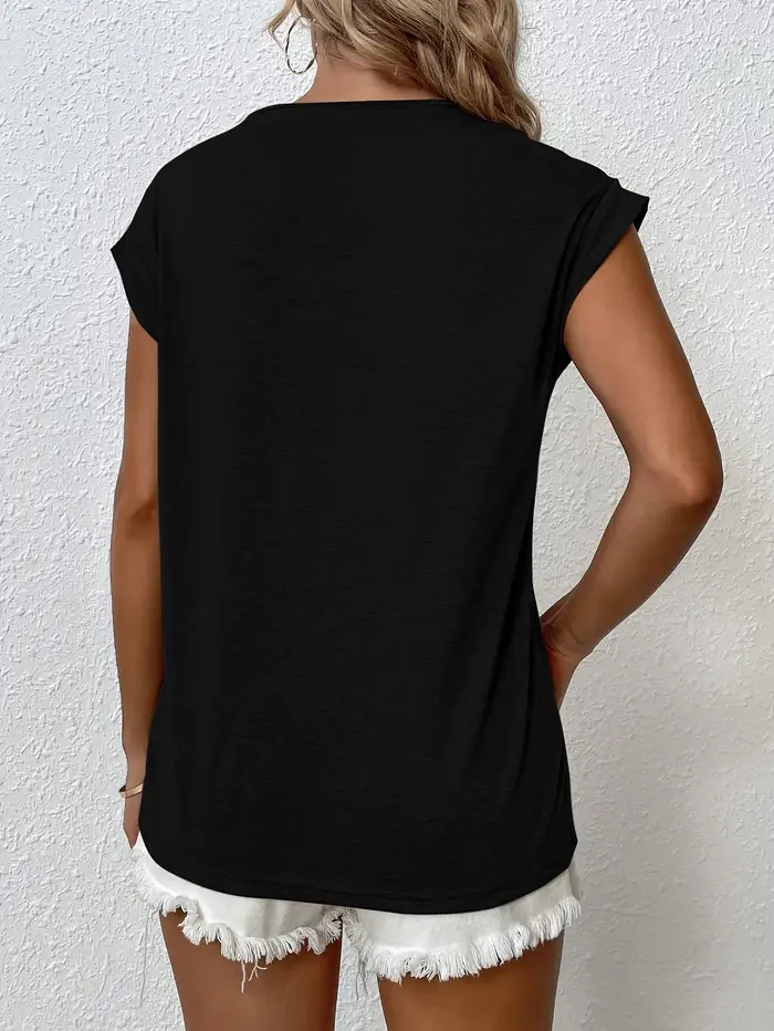 T-shirt à col rond de couleur unie vibrante - Style décontracté
