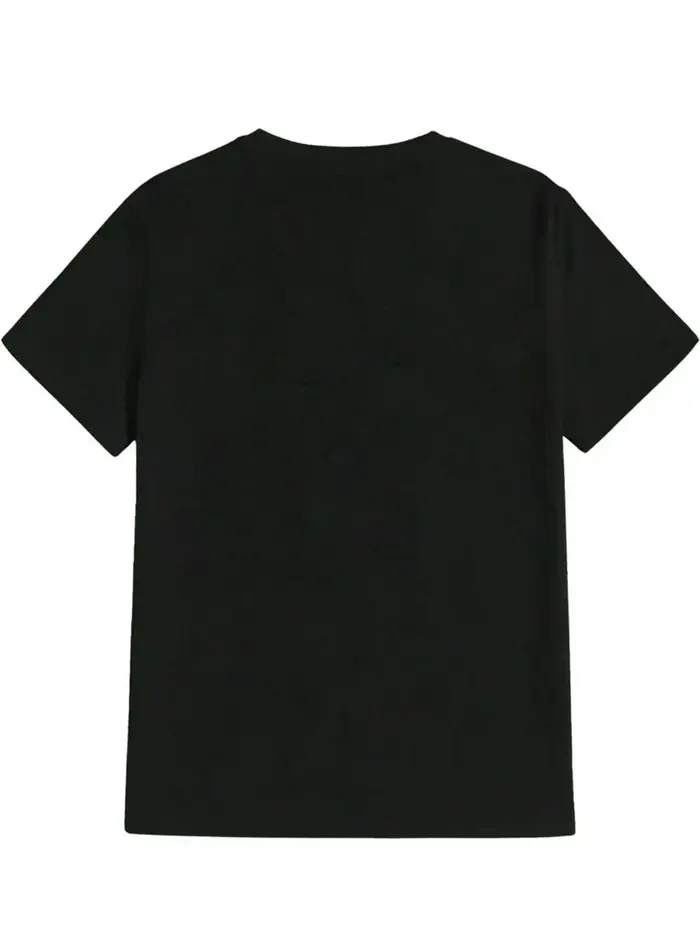 T-Shirt noir à manches courtes et col rond pour hommes
