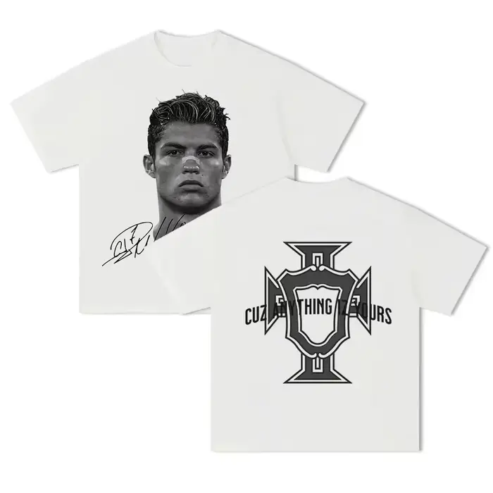 T-shirt en coton à manches courtes imprimé super tendance Cristiano Ronaldo 2026, style américain, p