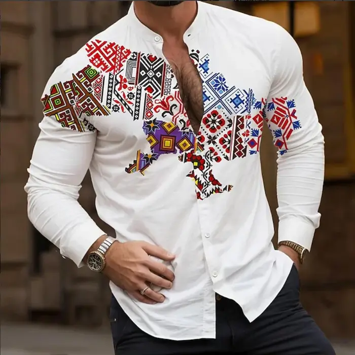 Chemise à manches longues pour hommes, Style vacances d'été, col décontracté, imprimé floral 3D, vêt