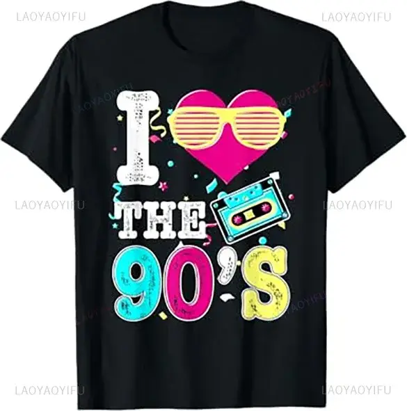 J'aime les années 90! T-shirt à manches courtes à motifs
