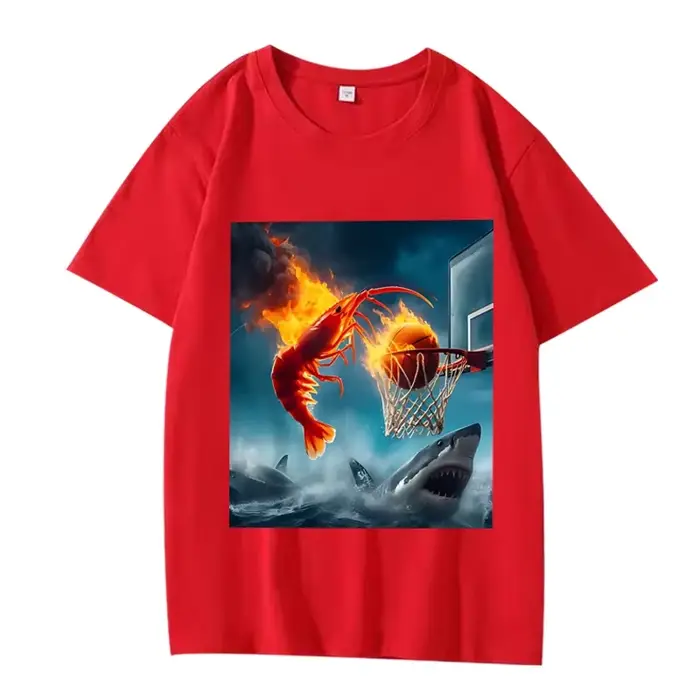 Crevettes Dunking on Shark graphique t-shirt rétro pêche Meme