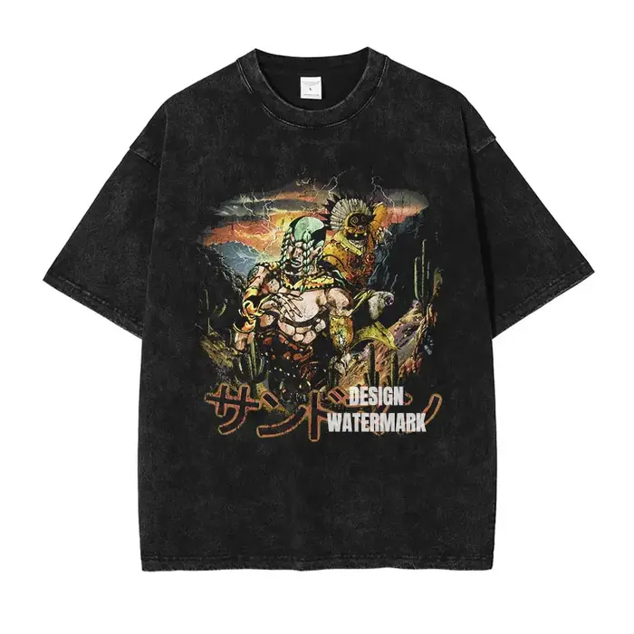 Bandai Stardust croisé T-shirt Manga Vintage lavé JOJO t-shirts surdimensionné