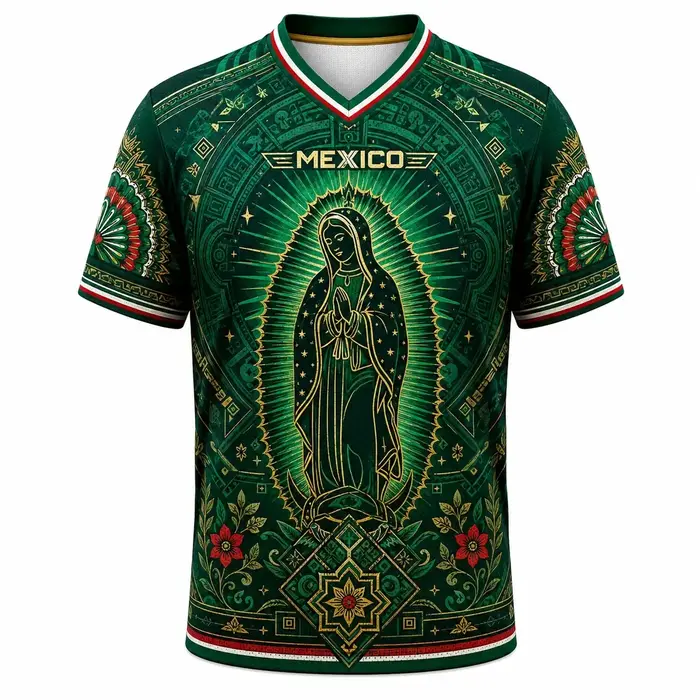 Nouveau Maillot de Foot 2026 du New Mexico – T-shirt Respirant en Maille à Col en V avec Imprimé Football – Un Indispensable pour les Fans