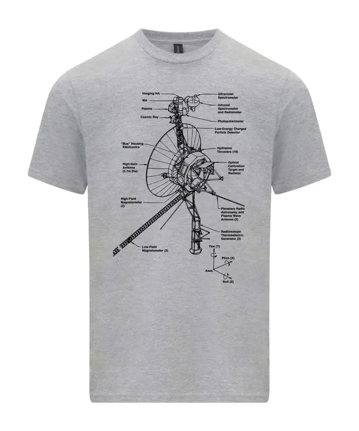 Voyager espace sonde schéma NASA plan T-shirt hommes chemise personnalité Art esthétique décontracté rue à manches courtes haut
