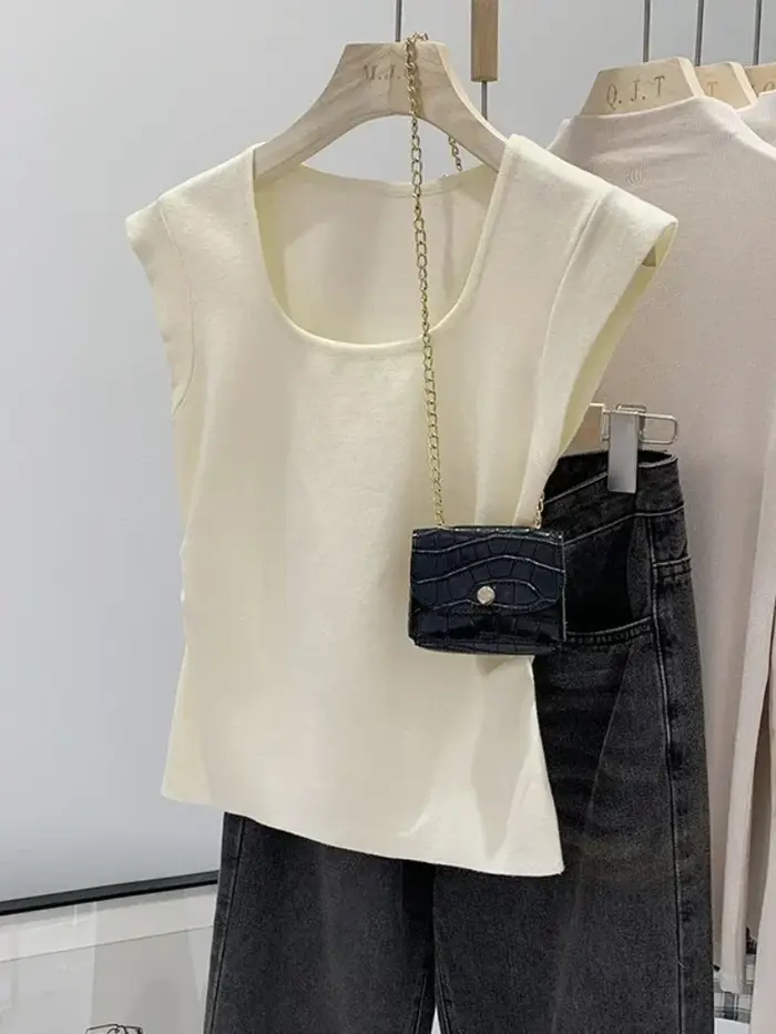Nouveauté 2026 – Débardeurs rayés tricotés sans manches pour femme – T-shirts courts élastiques et décontractés – Gilets et camisoles ajustés