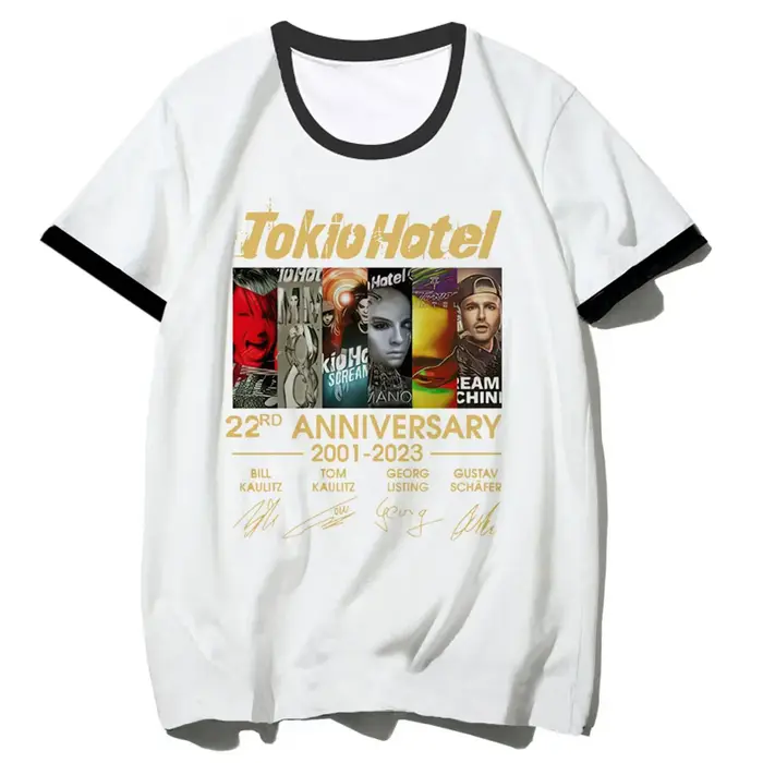 T-shirt Tokio Hotel pour adolescents, streetwear graphique des années 2000, vintage, harajuku, haut coloré, rétro, tendance, graphique, confortable, pastel