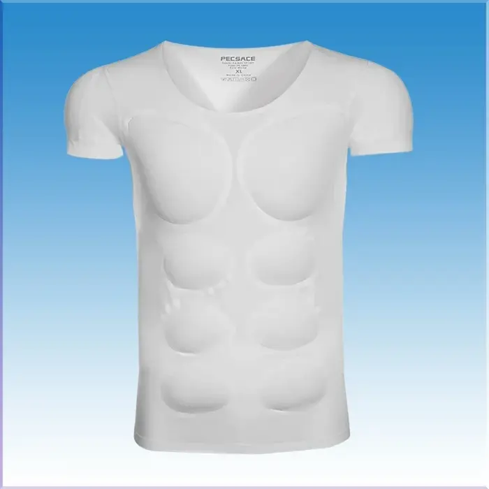 3D faux Muscle T-Shirt homme Cosplay bras poitrine sous-vêtements fête corps Shaper Invisible coussin Abdominal haut
