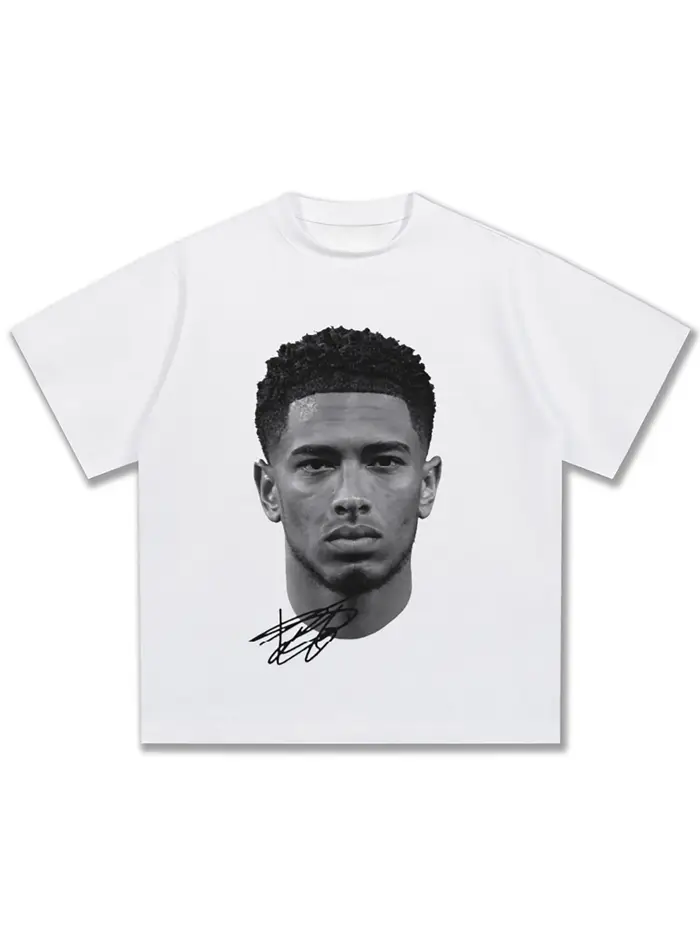 T-shirt pour homme avec impression de la figure de Bellingham, haut décontracté à col rond et manche