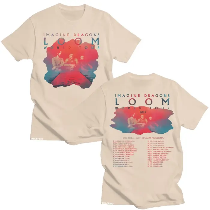 Imagine Dragons Band Loom Tour 2025 nouveaux t-shirts hommes femmes mode Hip Hop rétro T-shirt coton ample à manches courtes hauts esthétiques