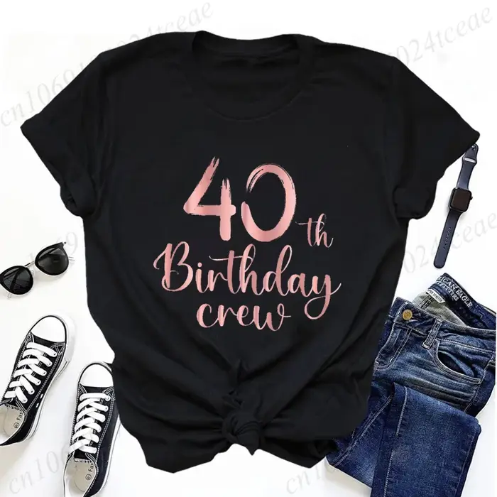 T-shirts décontractés pour femmes mon 40e anniversaire fête amusant imprimé T-shirt décontracté