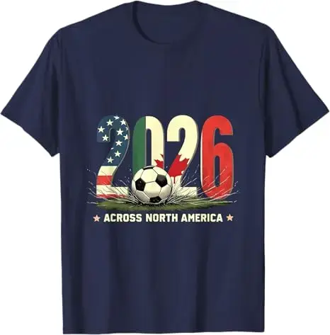 T-shirt de football vintage 2026 pour supporters d'Amérique du Nord – Maillot de foot USA, Canada, M