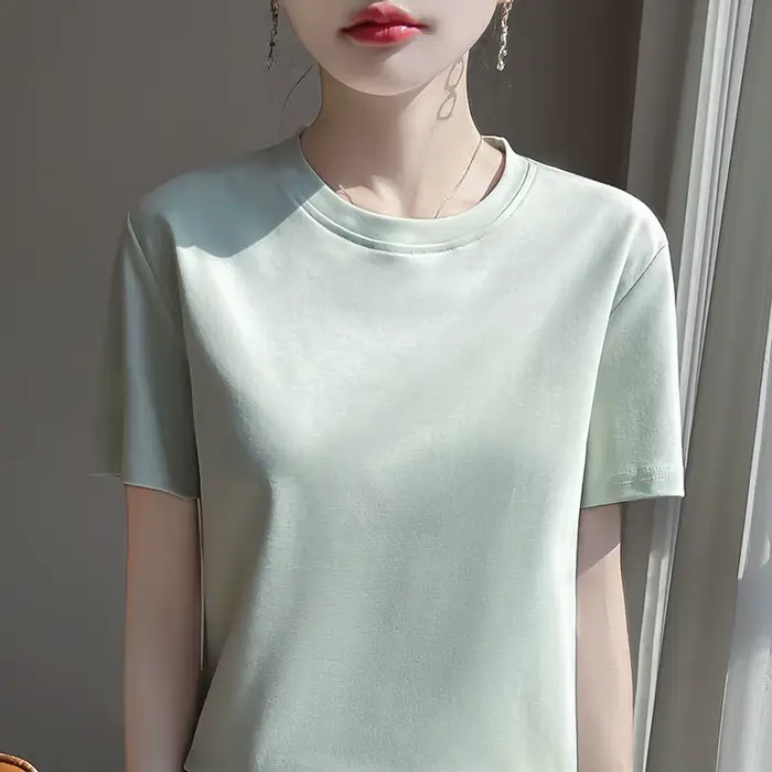 T-Shirt d'été en coton mercerisé Orange pour femme
