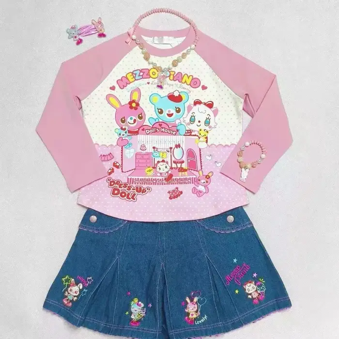 Kawaii Harajuku épissé dentelle col rond sans manches Camisole ample Y2k esthétique mignon dessin animé impression t-shirts japonais décontracté hauts
