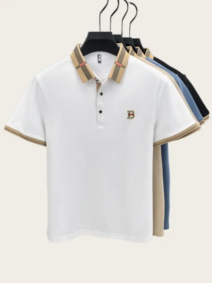 Polo à manches courtes avec logo de marque de luxe pour hommes
