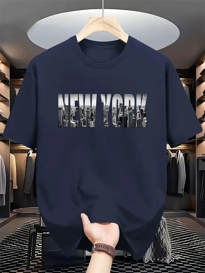 Mode Simple New York Lettres T-shirts Pour Hommes D'été