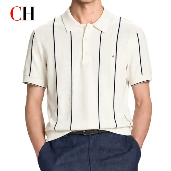 Polo en tricot rayé pour homme CH