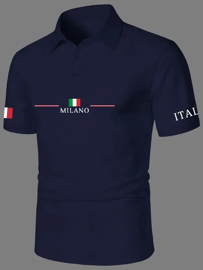 Polo à manches courtes pour homme, style business, imprimé MILANO, style sport