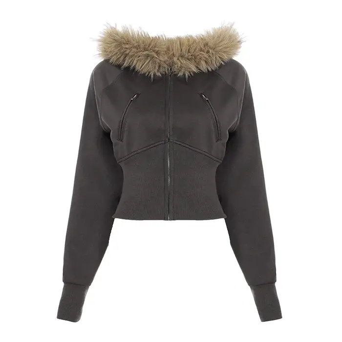 Sweat à capuche en cuir Patchwork pour femme