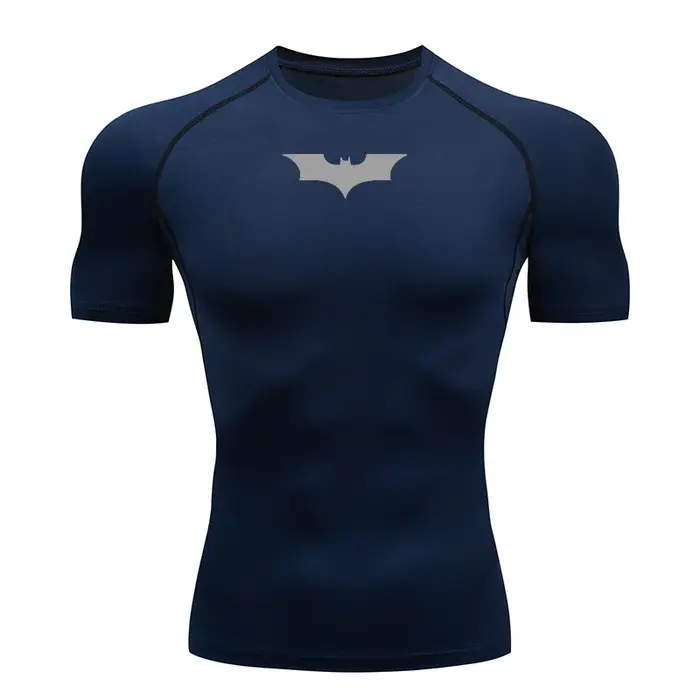 T-shirt de compression imprimé pour homme, à manches courtes, pour la course, la gym, le fitness et