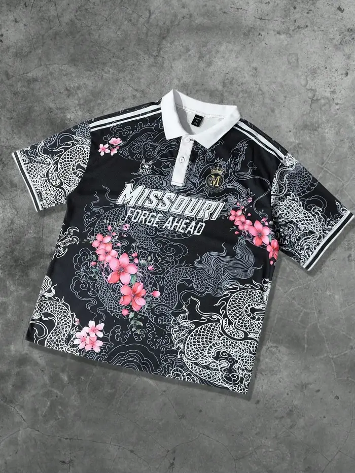 La nouvelle chemise POLO à manches courtes pour hommes d'été 2025 présente une impression de motifs