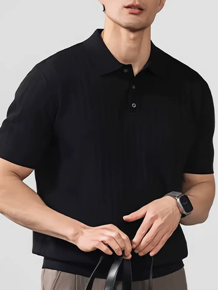 Polo en maille de soie rafraîchissante pour homme
