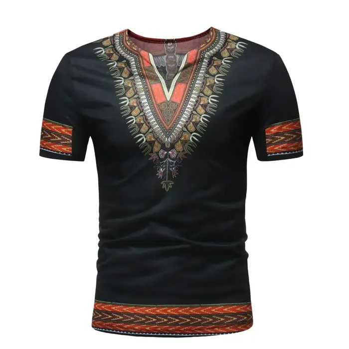 2026 T-Shirts pour hommes imprimé africain à manches courtes décontracté chemises minces