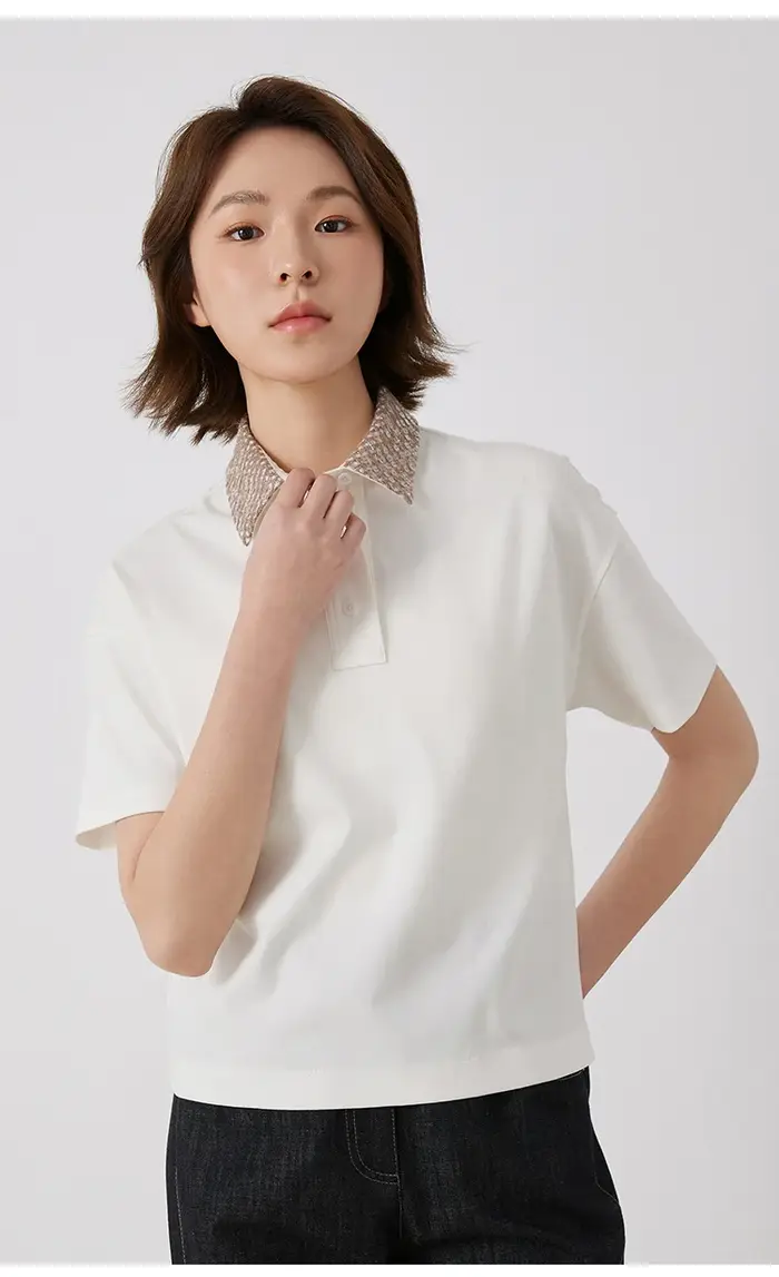 KL3158L col Polo femme léger luxe mixte coton pull T-Shirt confortable respirant décontracté haut tendance pour dames