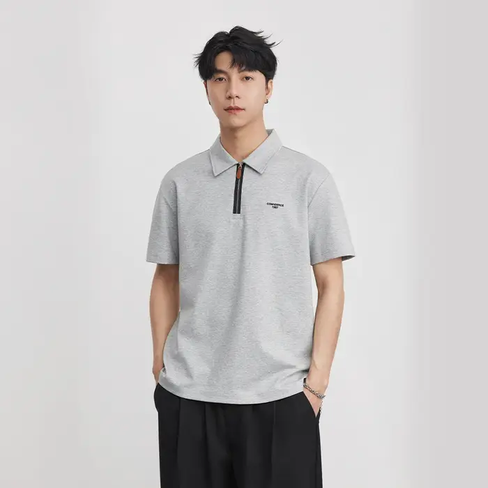 Polo à manches courtes pour homme, coupe ample, col à revers, style décontracté chic, tricoté, colle