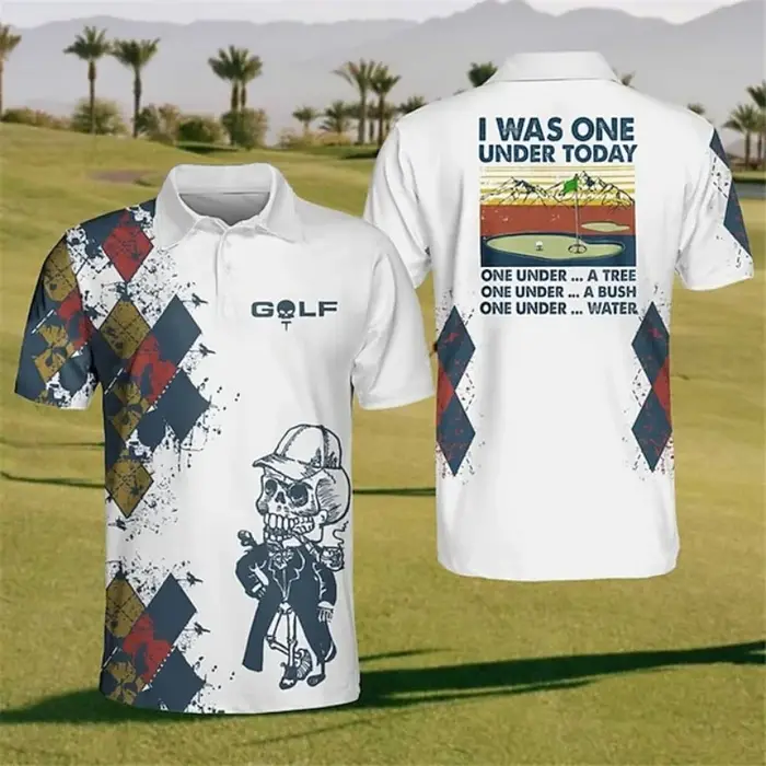 Polo pour homme à motif de golf coloré et amusant