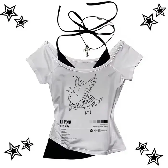 Lil Peep t-shirt femme psychédélique années 2000 Pop Culture kawaii chemise confortable hip hop resp