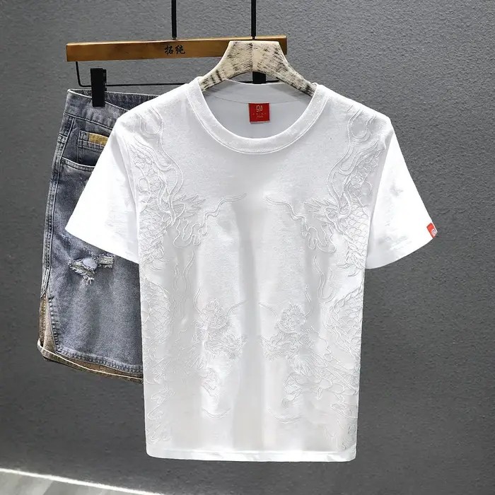 T-shirt manches courtes brodé de Style chinois pour hommes