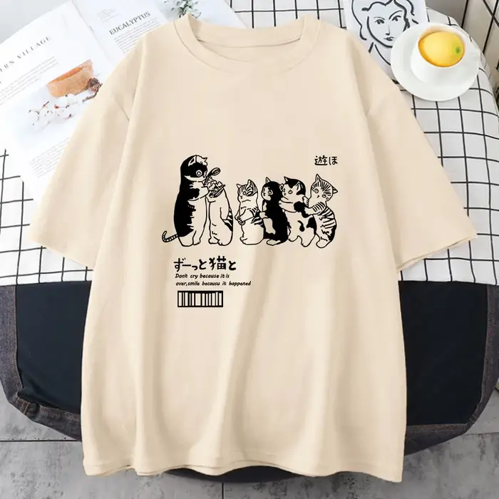 T-shirt Oversize à Manches Courtes pour Femme, 100% Coton, Style Coréen, à la Mode, pour Couples, Ét