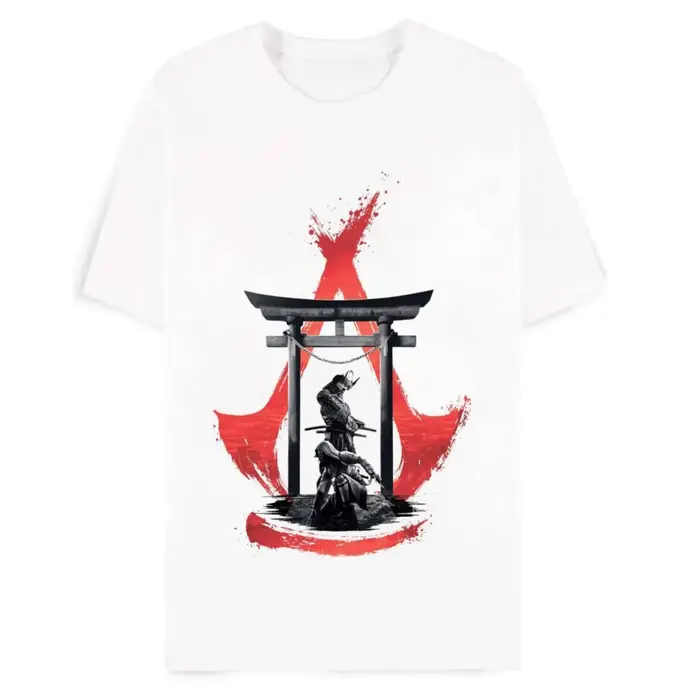 T-shirt décontracté en coton avec motif Assassin's Creed Linear White pour hommes et femmes