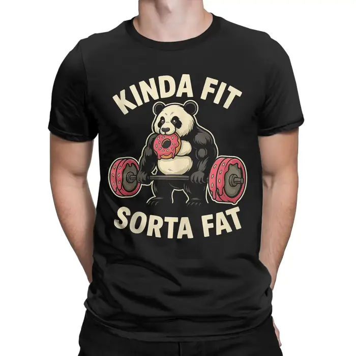 Hommes T-Shirts un peu ajustement Sorta gros amusant gymnase Panda haltérophilie Dunat décontracté coton t-shirt à