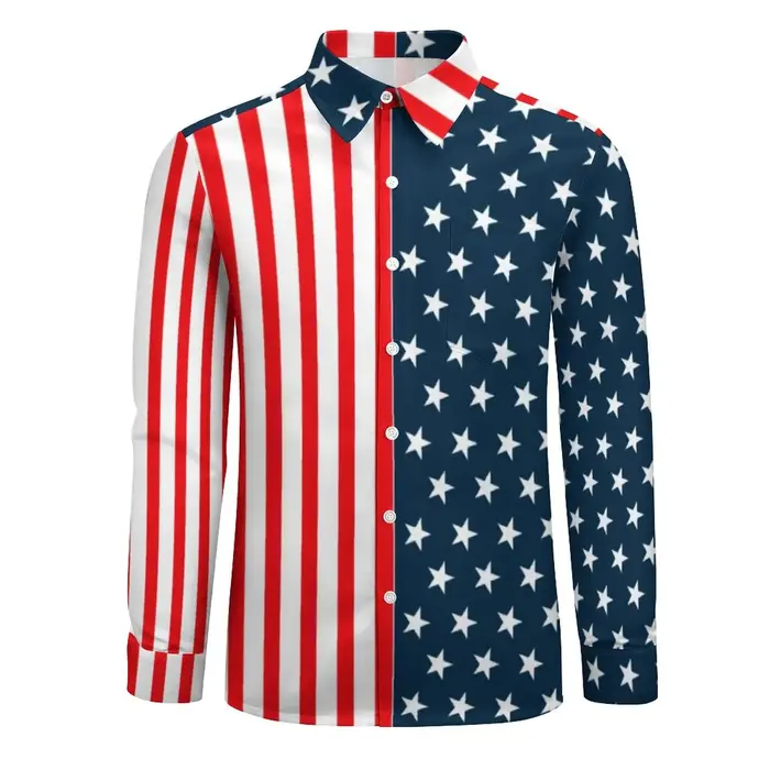 Chemise à manches longues rayée Star Feel pour hommes, imprimé en 3D, États-Unis, mode décontractée,