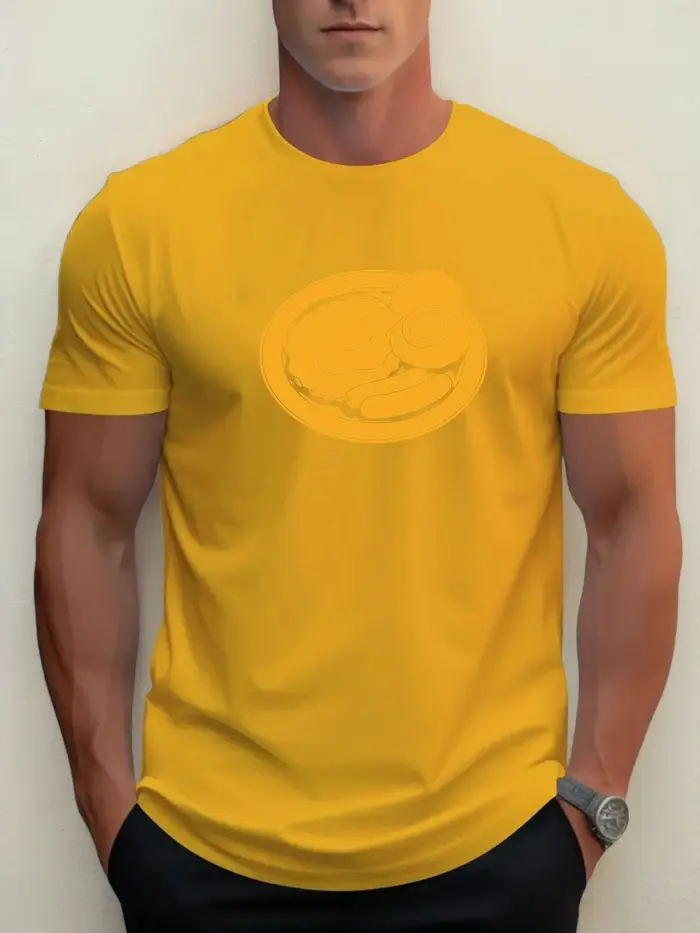 T-shirt pour le petit-déjeuner des hommes 100 % coton impression graphique été