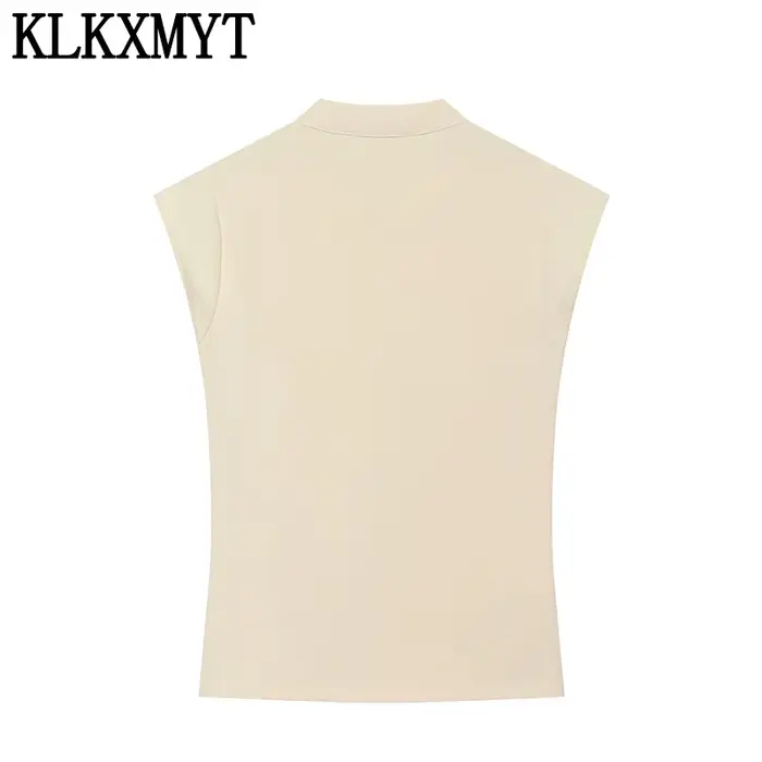Haut décontracté et élégant pour femme KLKXMYT – Nouvelle collection 2026 – Débardeur court à nœud chinois