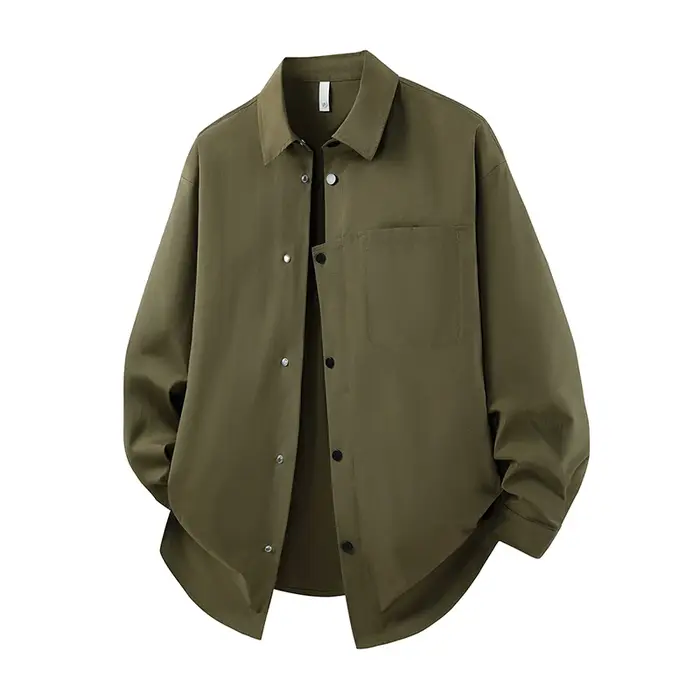 Chemise à manches longues pour homme, mode printemps-été, chemise décontractée unie, veste minimalis