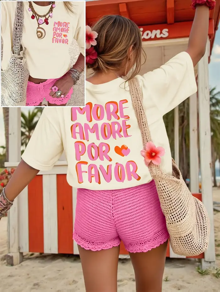 T-shirt pour femme More Amor Por Favor - Motif rétro d'amour espagnol