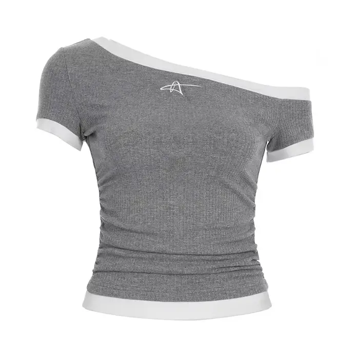 T-shirt asymétrique à manches courtes pour femmes