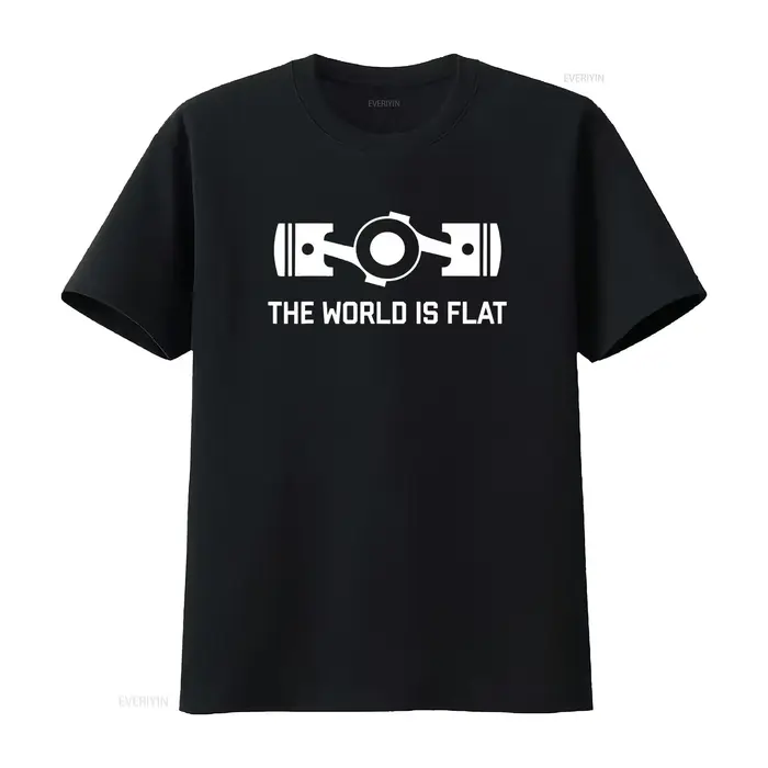 Le monde est plat quatre Boxer moteur JDM course voiture t-shirt vintage lavé polyvalent étiré vêtem