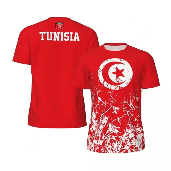 T-shirt de sport respirant à séchage rapide pour homme, imprimé 3D drapeau de la Tunisie, maillot de