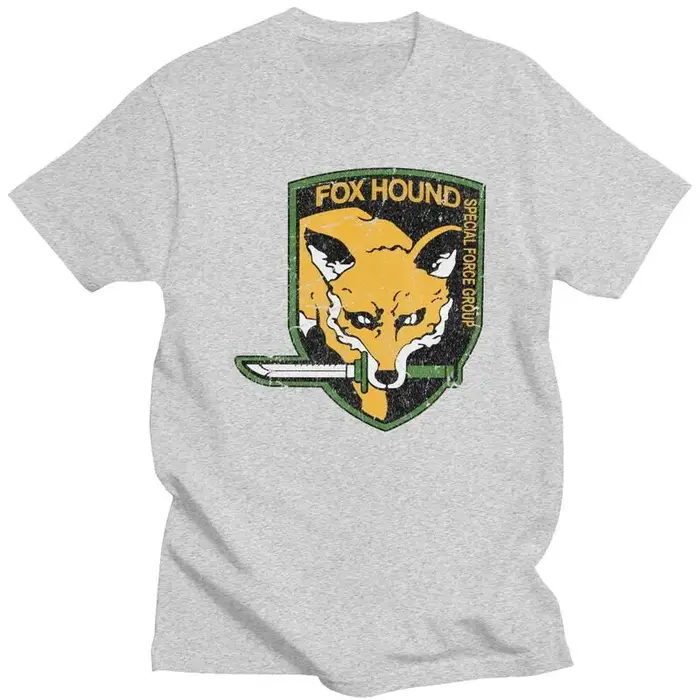 Personnalisé métal Gear solide renard chien T-shirt hommes manches courtes 100% coton