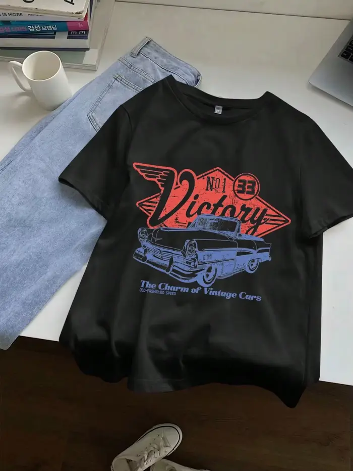 T-shirts pour femmes, imprimé The Charm Of Vintage Cars Victory