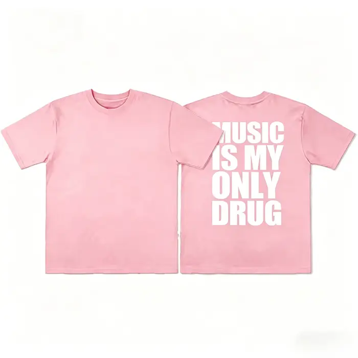 T-shirt à imprimé graphique humoristique 'La musique est ma seule drogue' - Collection Été 2026 - Vêtements pour hommes et femmes - Mode streetwear
